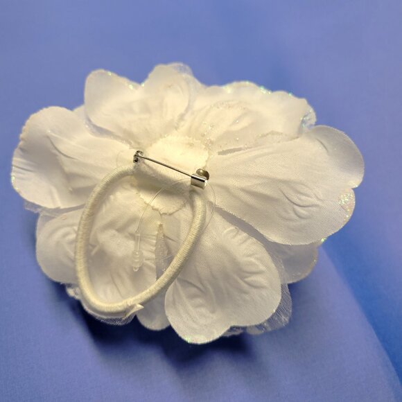 White Rose Hair Tie For Teens or Kids - Picture 3 of 14